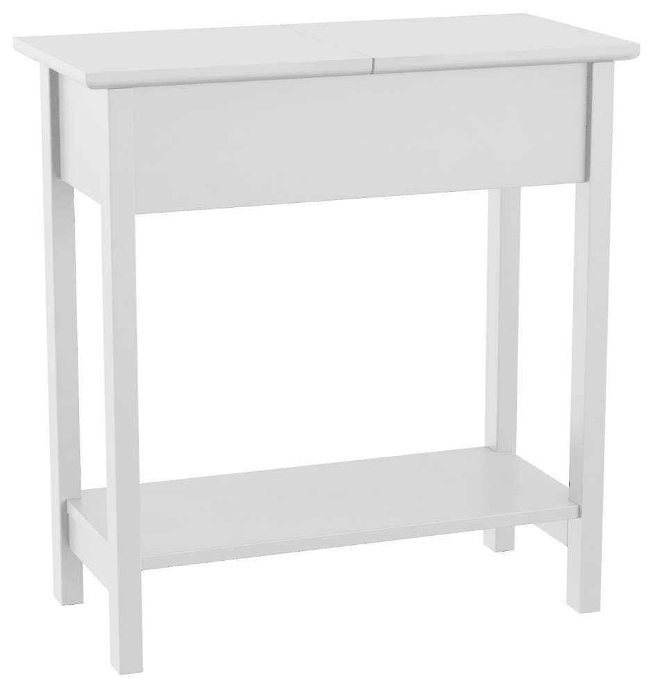 Flip Top End Table Slim Side Console With Storage Compartment and Lower Shelf   Transitional   Side Tables And End Tables   by Trademark Global  Houzz