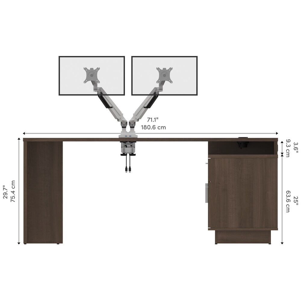 BESTAR Equinox 72W L Shaped Desk with Monitor Arms