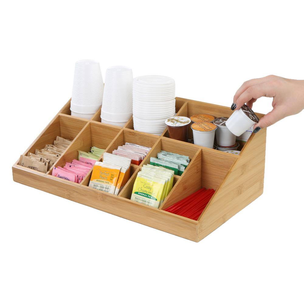 Mind Reader 11-Compartment Breakroom Coffee Condiment Organizer Brown COMORGBM-BRN