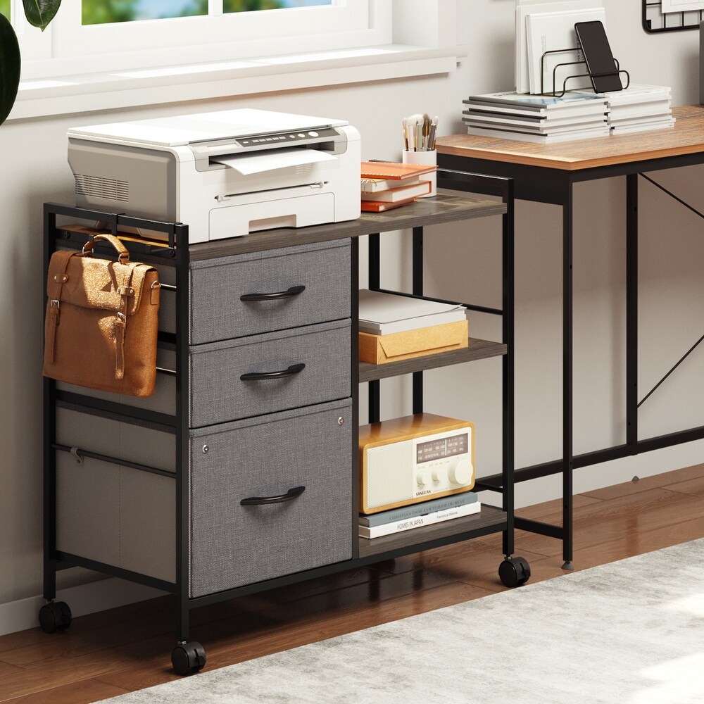 Modern 3 Drawer File Cabinet with 3 Shelves