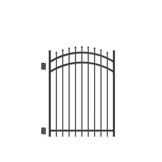 Barrette Outdoor Living Cascade 4 ft. x 5 ft. Heavy-Duty Black Aluminum Arched Pre-Assembled Fence Gate 73010249