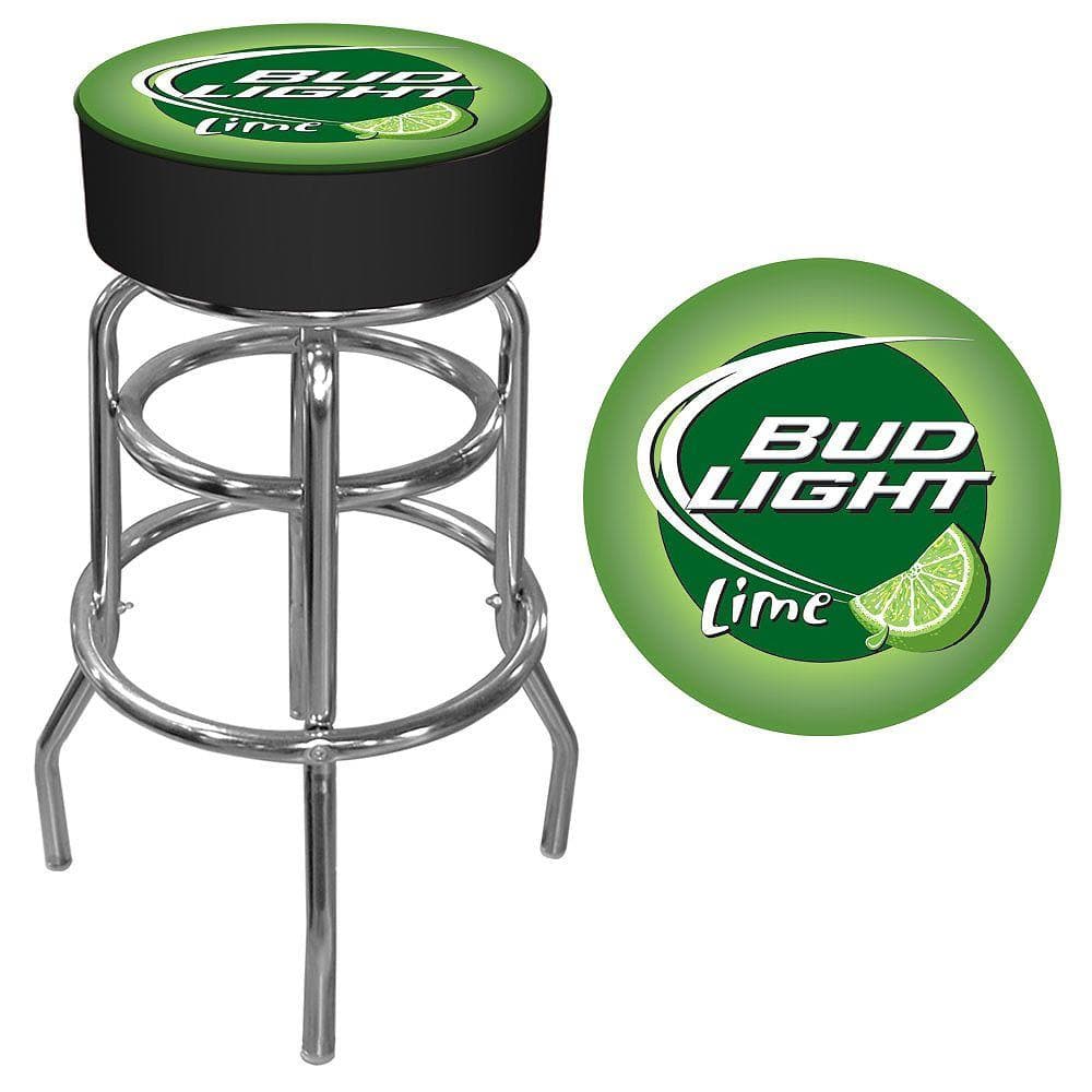 Trademark Bud Light Lime 31 in. Chrome Swivel Cushioned Bar Stool AB1000-BLLIME