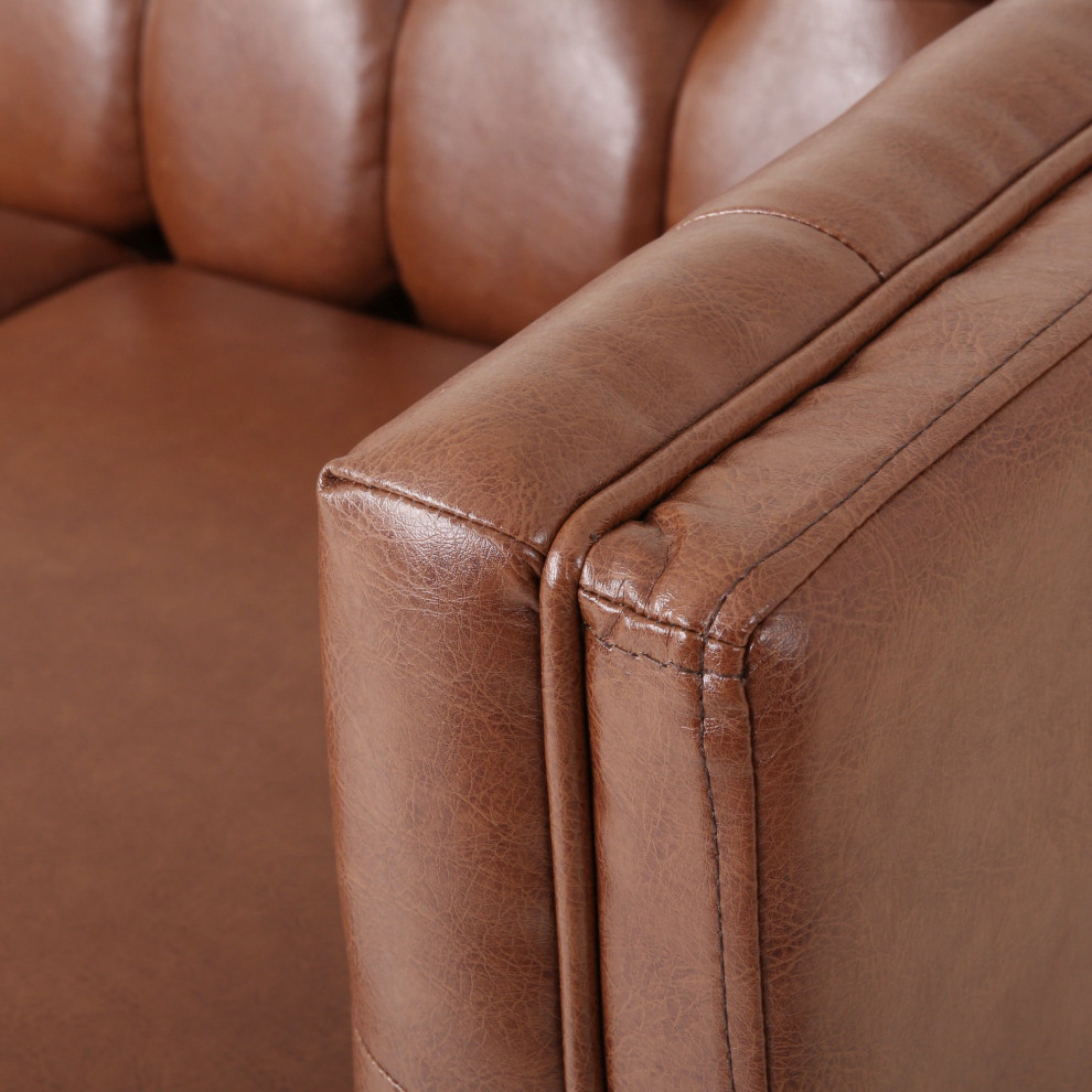 Elegant Sofa  Faux Leather Seat With Tuxedo Arms  ampTufted Back   Contemporary   Sofas   by Decorn  Houzz