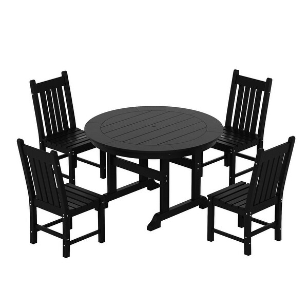 Polytrends Laguna Hdpe All Weather Outdoor Patio Dining Set with Round Table，Armless Chairs (5Piece Set)