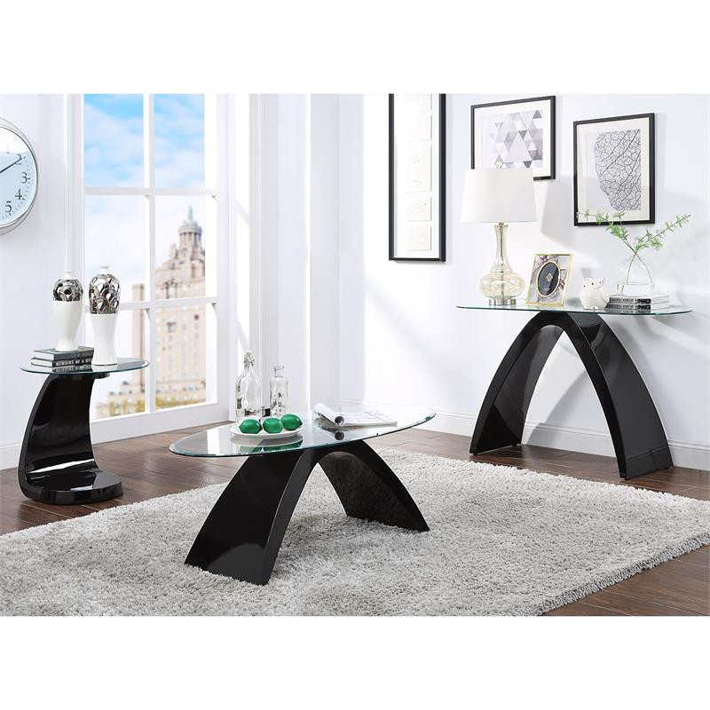 Furniture of America Pelletoni Wood 3 Piece Coffee Table Set in Black   Contemporary   Coffee Table Sets   by Homesquare  Houzz