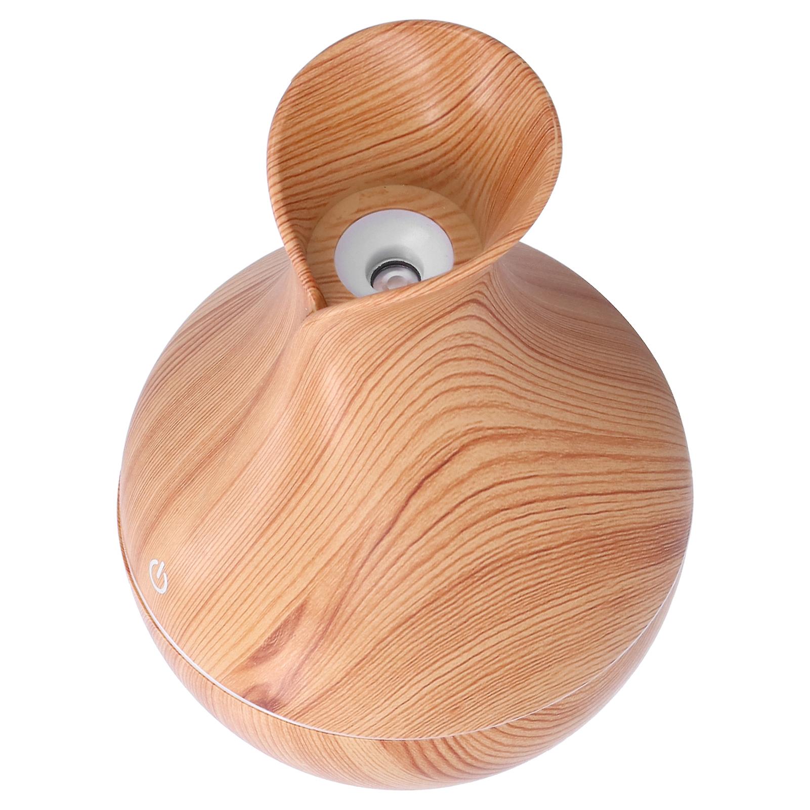 130ml Wood Grain Humidifier with 7 Color Ambient Night Light Mini USB Powered Humidifier for HomeLight Wood Grain