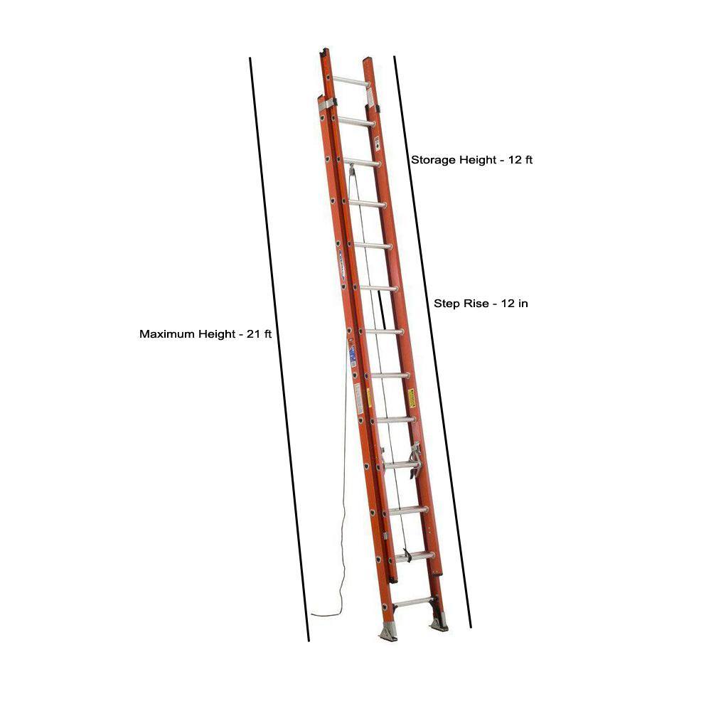 Werner 24 ft. Fiberglass Extension Ladder with 300 lbs. Load Capacity Type IA Duty Rating D6224-2