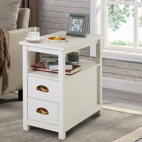 Sophia and William End Table with 2 Storage Drawers and Open Shelf