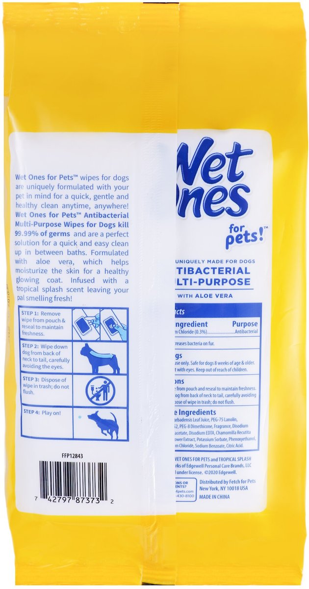 Wet Ones Anti Bacterial Multi-Purpose Tropical Splash Scent Dog Wipes