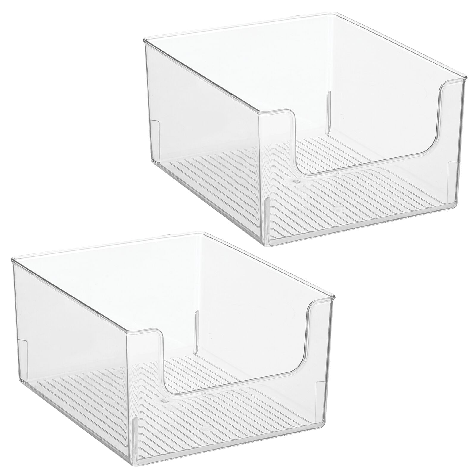 mDesign Modern Plastic Open Front Dip Storage Organizer Bin Basket for Bathroom Organization - Vanity Shelf， Cubby， Cabinet， and Closet Organizing Decor - Ligne Collection - 2 Pack - Clear