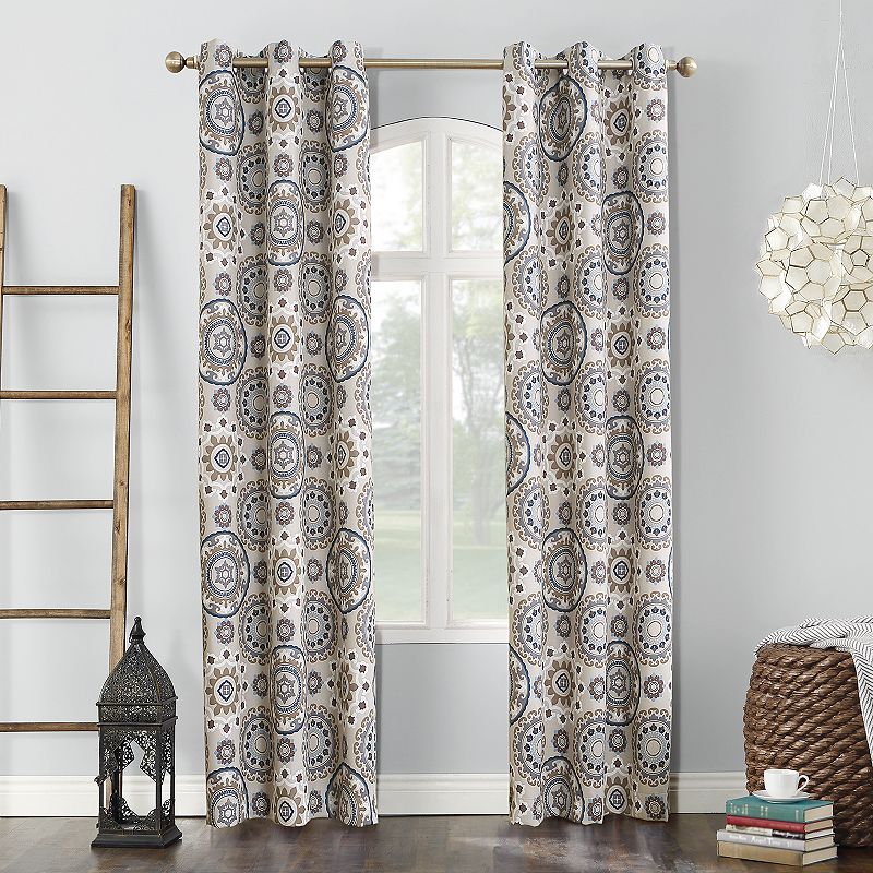 Sun Zero 1-Panel Nepal Blackout Global Medallion Grommet Window Curtain