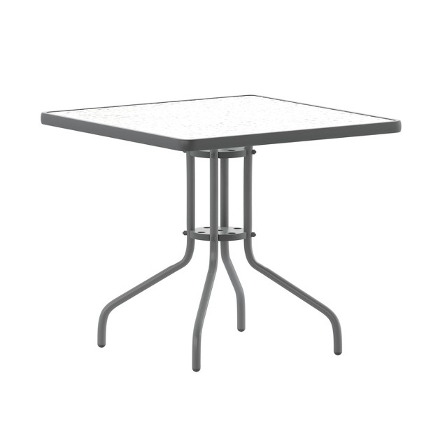 Flash Furniture Barker 31 5 x27 x27 Square Tempered Glass Metal Table