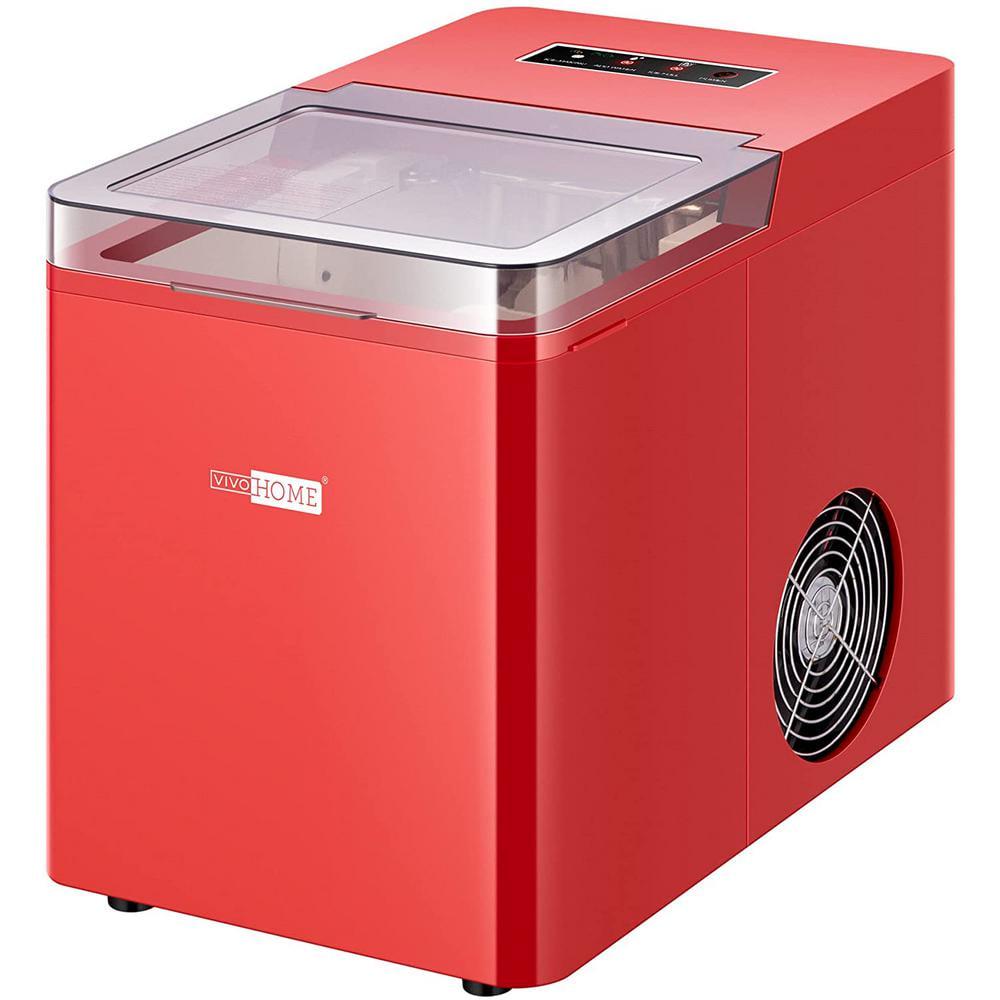 VIVOHOME 26 lb Electric Portable Ice Cube Maker Machine with Visible Window and Hand Scoop in Red