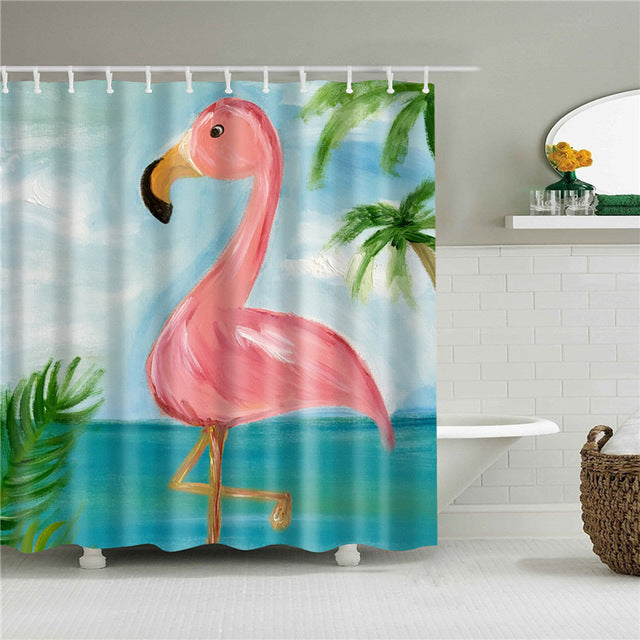 Nordic Pictures Polyester Waterproof Shower Curtains High Quality Animals Flamingo Shower Curtain In The Bathroom