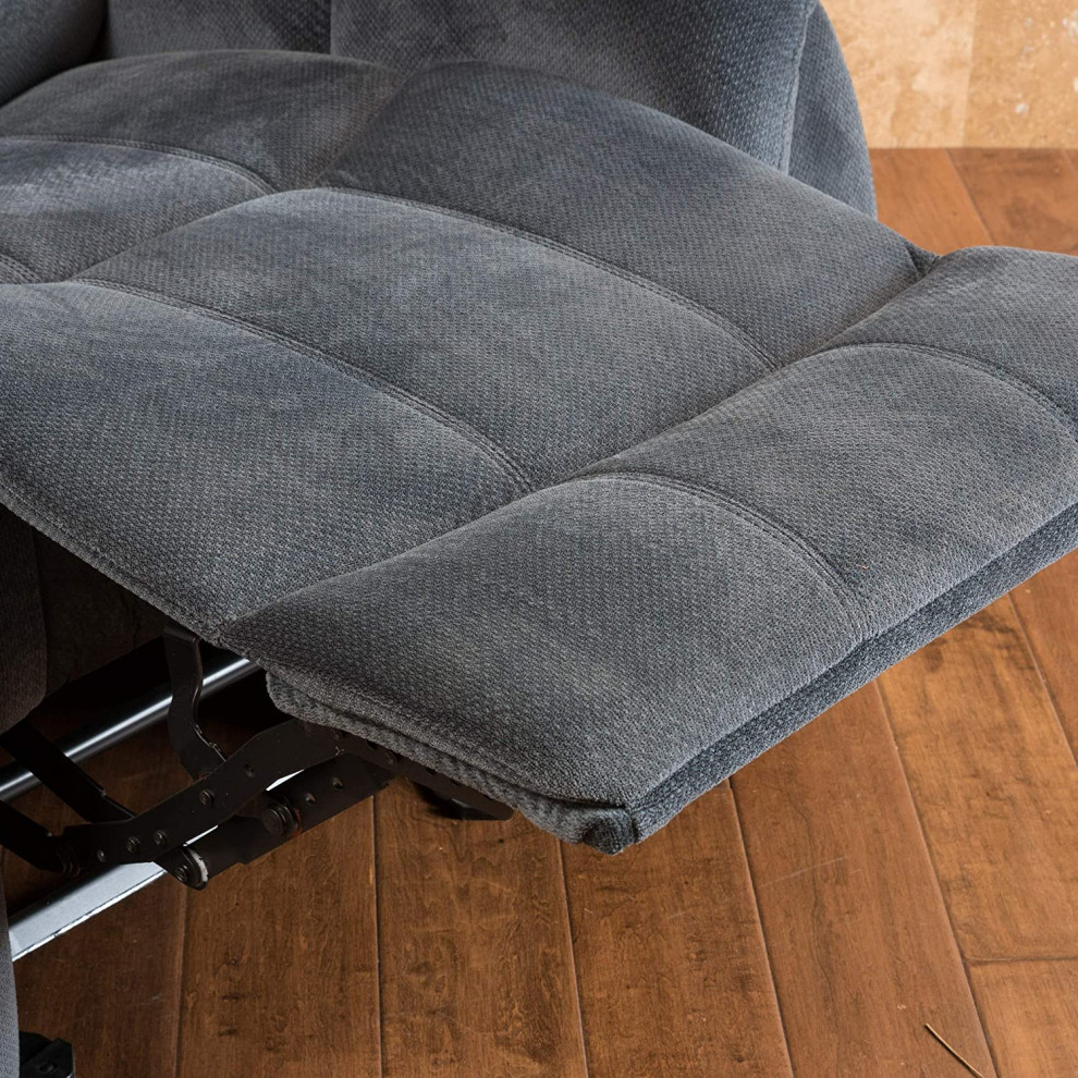 Contemporary Glider Recliner Chair  Tufted Cushioned Seat and Back  Steel   Transitional   Recliner Chairs   by Declusia  Houzz