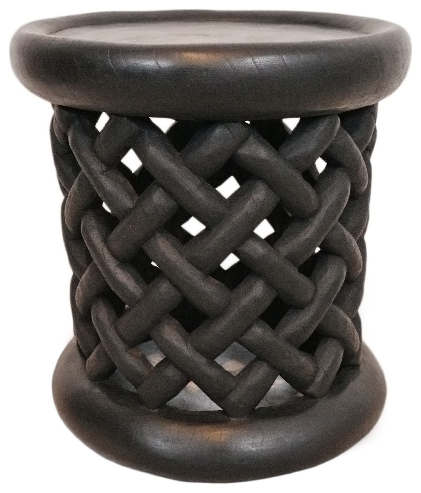 Consigned Basket Weave Bamileke Stool   Transitional   Accent And Garden Stools   by Design Mix Furniture  Houzz