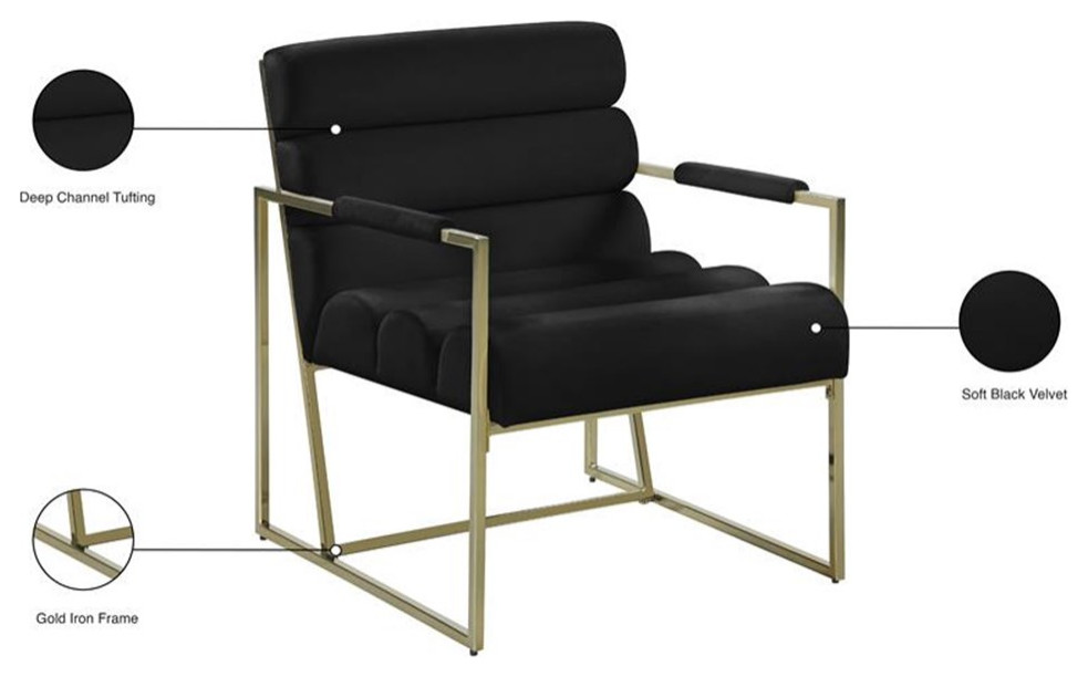 Home Square Zayne Black Velvet Accent Chair with Gold Iron Frame   Set of 2   Contemporary   Armchairs And Accent Chairs   by Homesquare  Houzz