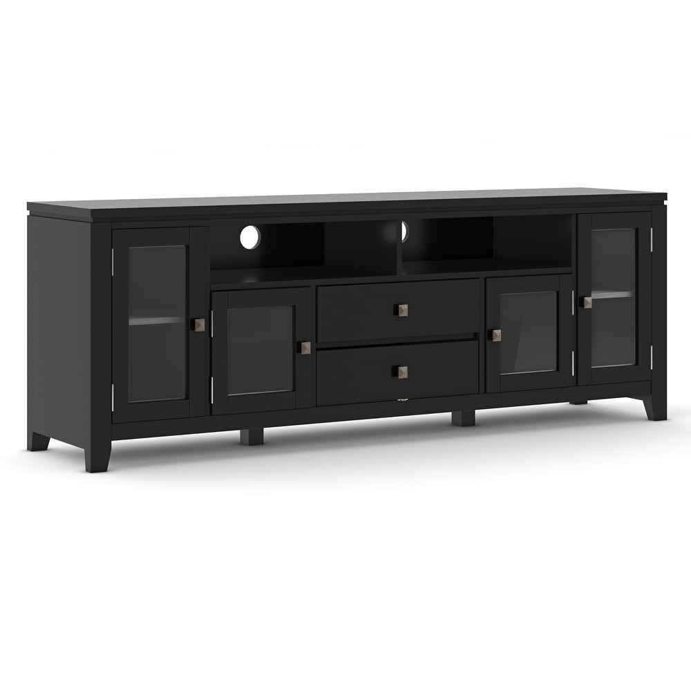 WYNDENHALL Essex SOLID WOOD 72 inch Wide Contemporary TV Media Stand For TVs up to 80 inches