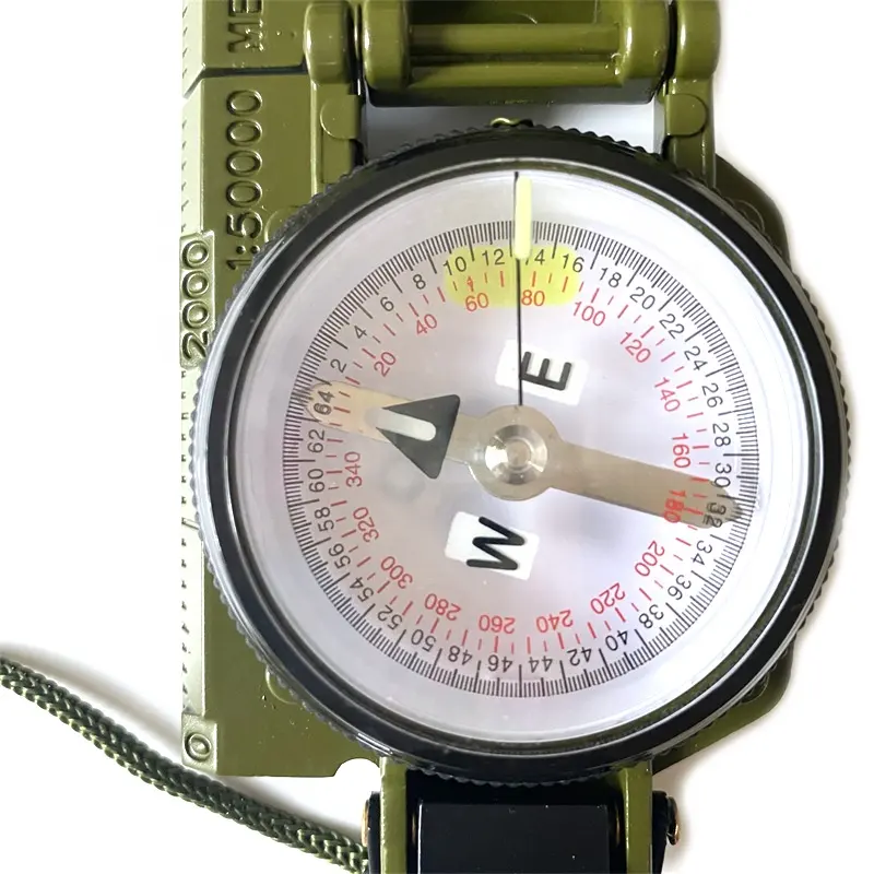 US Phosphorescent Lensatic Compass  Olive Drab Accurate Waterproof Hand Held Compasses with Pouch