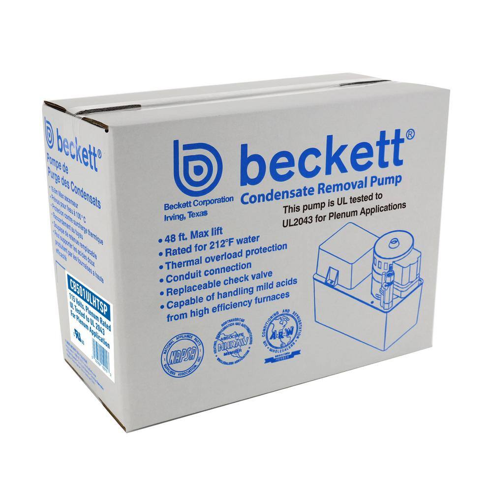 BECKETT Large 115-V Plenum Rated Condensate Removal Pump with Safety Switch 50 ft. Maximum Lift High Temp Rated up to 212F CB501ULHTSP