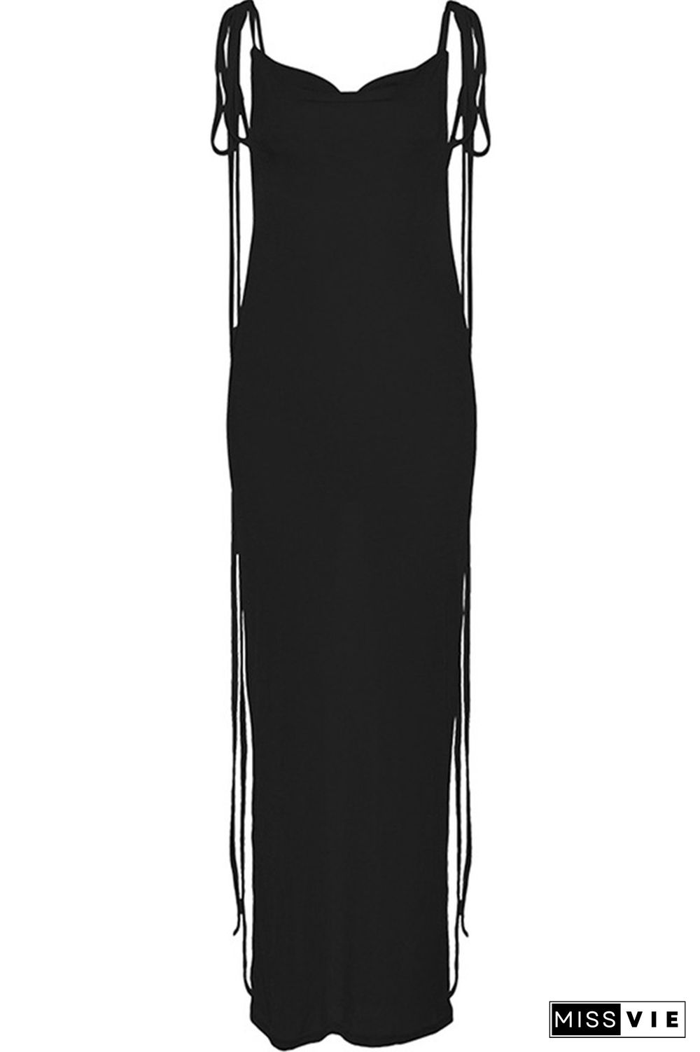 Plain Blackless Spaghetti Strap Maxi Dress