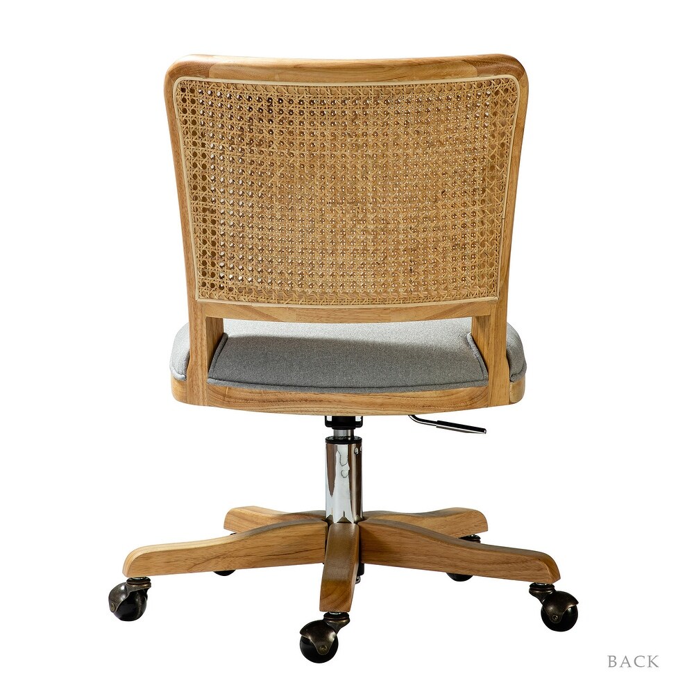 Calcutta Modern Rattan Back Task Chair with Solid Wood Legs by HULALA HOME