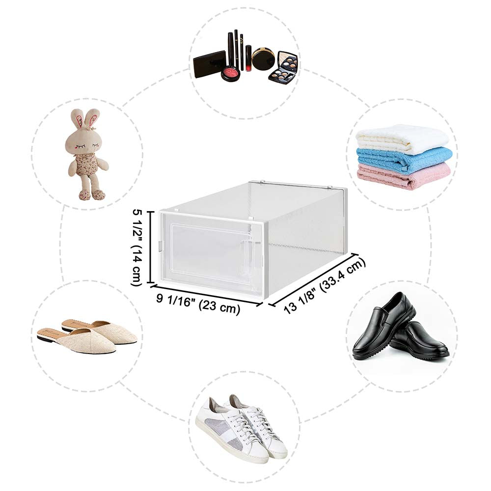 Yescom Clear Shoe Box Stackable Under Bed Storage 13x9x5