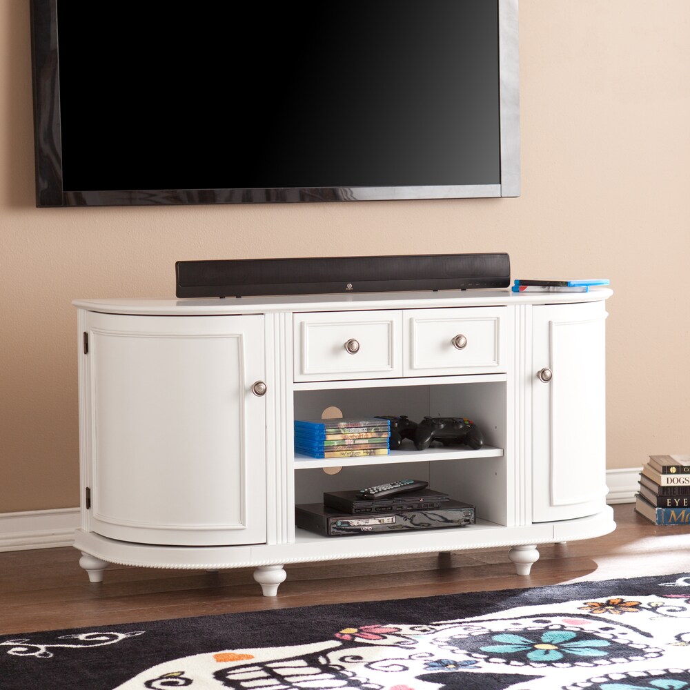 SEI Furniture Wells Modern Farmhouse White Media TV Stand for TV's up to 46\