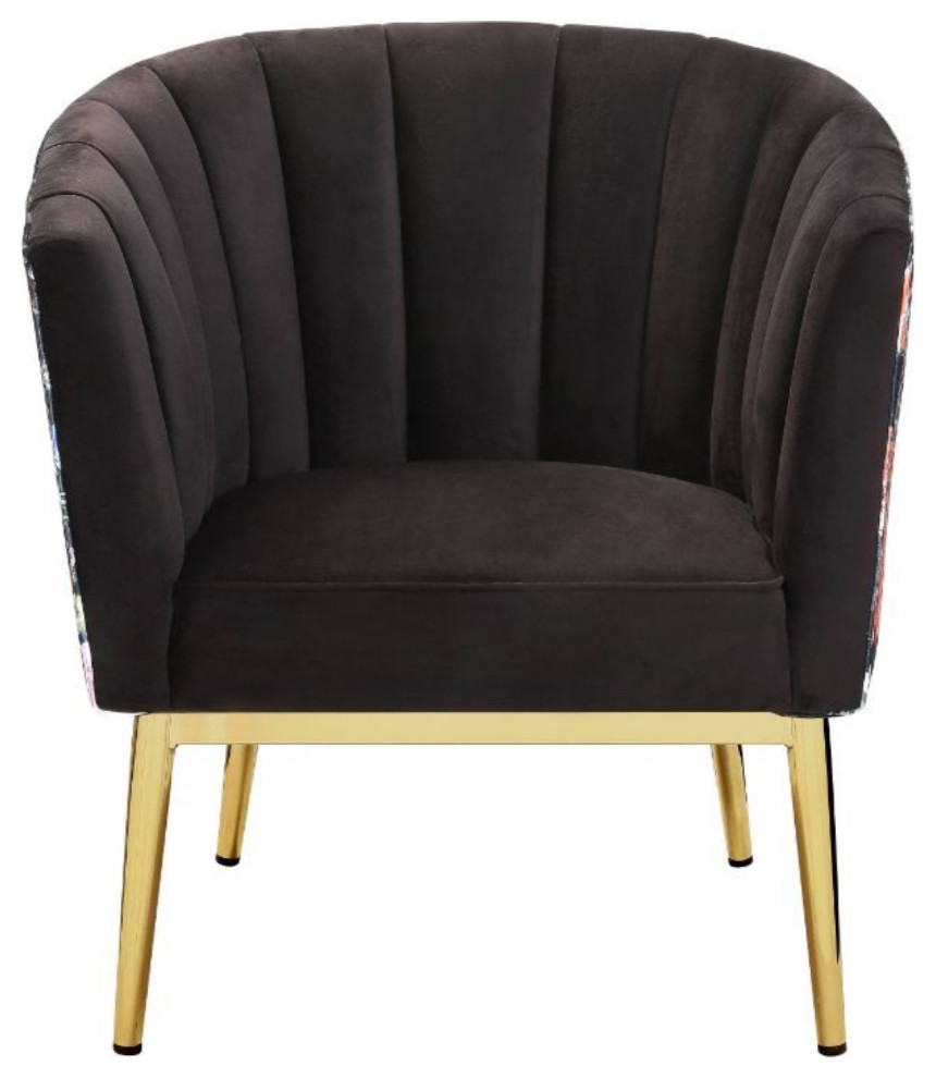 Accent Chair  Gray Velvet/Gold   Midcentury   Armchairs And Accent Chairs   by Acme Furniture  Houzz