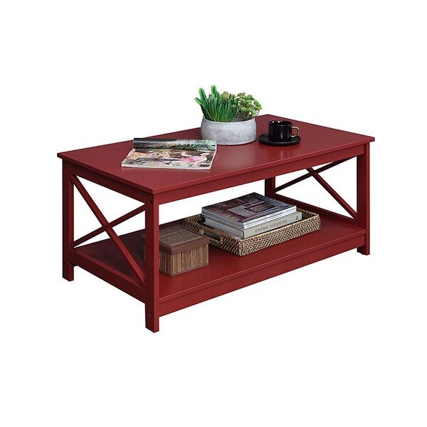 Oxford Coffee Table with Shelf， Cranberry Red