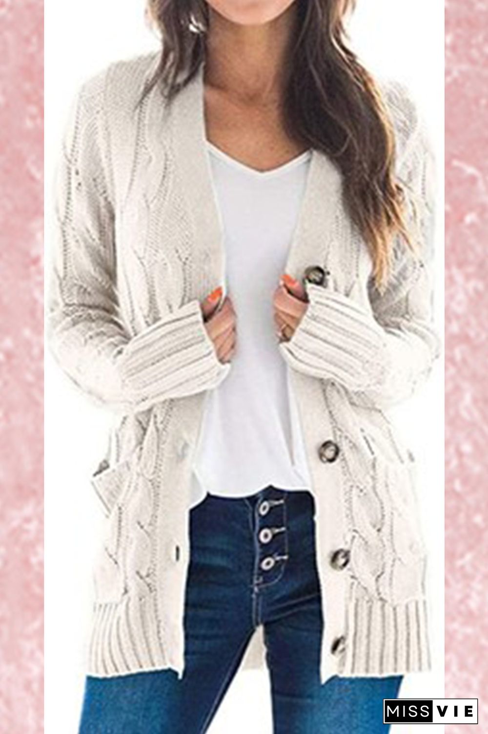 Casual Solid Split Joint Buckle Cardigan Collar Tops(5 colors)