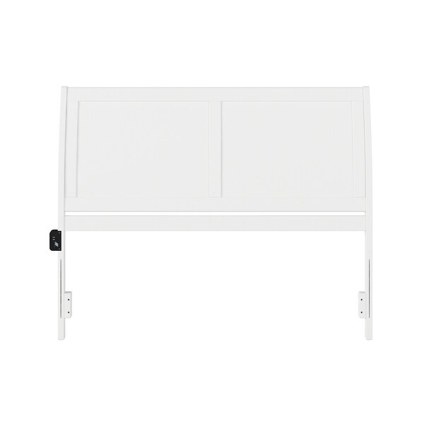 Portland Queen Wood Sleigh Headboard with USB Charger in White - - 37906831