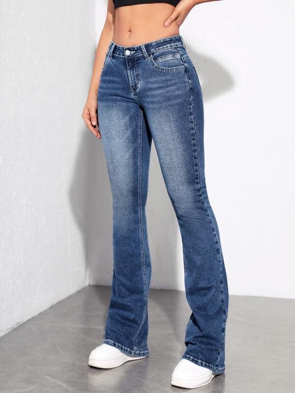 Slant Pocket Flare Leg Jeans