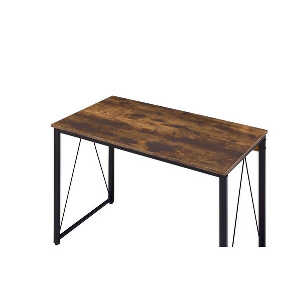 Zaidin Writing Desk， Weathered Oak and Black Finish