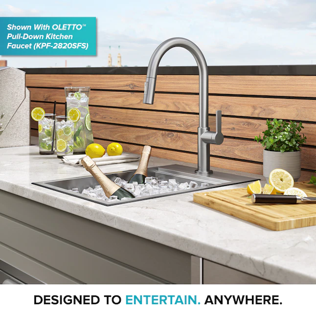 Kraus 4-Piece 15-in W x 9.375-in D x 22-in H Outdoor Kitchen Sink (KWT311-15-316)