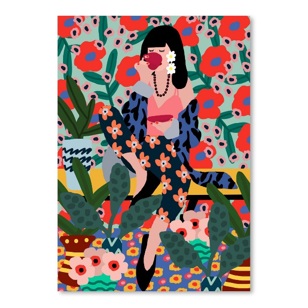 Americanflat Botanical Modern Girl Drinking Tea By Studio Grand pere Poster