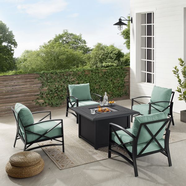 Kaplan 5Pc Outdoor Metal Conversation Set W/Fire Table