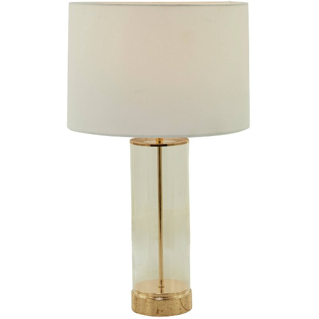 Glass Transparent Base Table Lamp With Drum Shade Gold Cosmoliving By Cosmopolitan