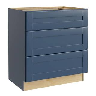 Home Decorators Collection 30 in. W x 34.5 in. D x 24 in. H Washington Vessel Blue Plywood Shaker Stock Assembled Base Kitchen Cabinet BCT30-WVB