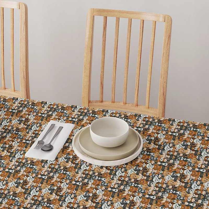 Square Tablecloth， 100% Polyester， 54x54， Cheerful Dogs