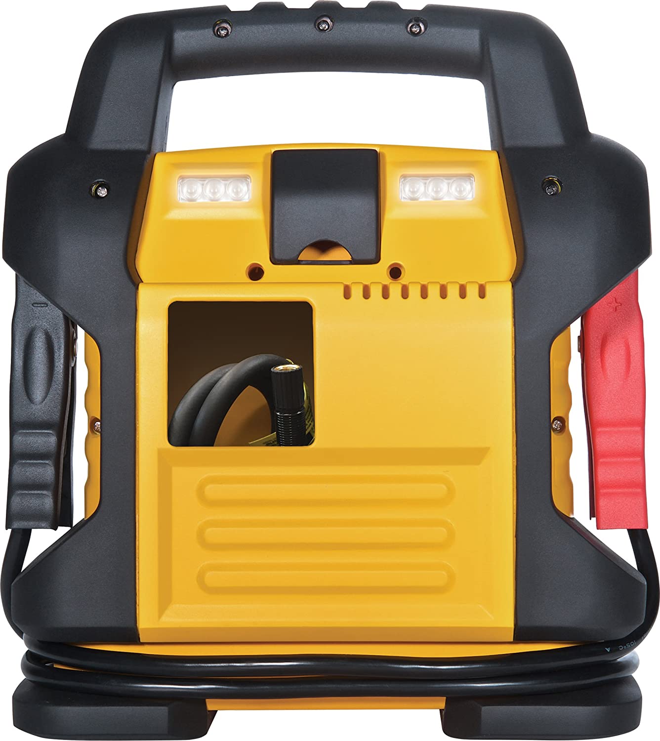 DEWALT DXAEJ14 Digital Portable Power Station Jump Starter， 1400 Peak/700 Instant Amps， 120 PSI Air Compressor， 3.1A USB Ports， Battery Clamps