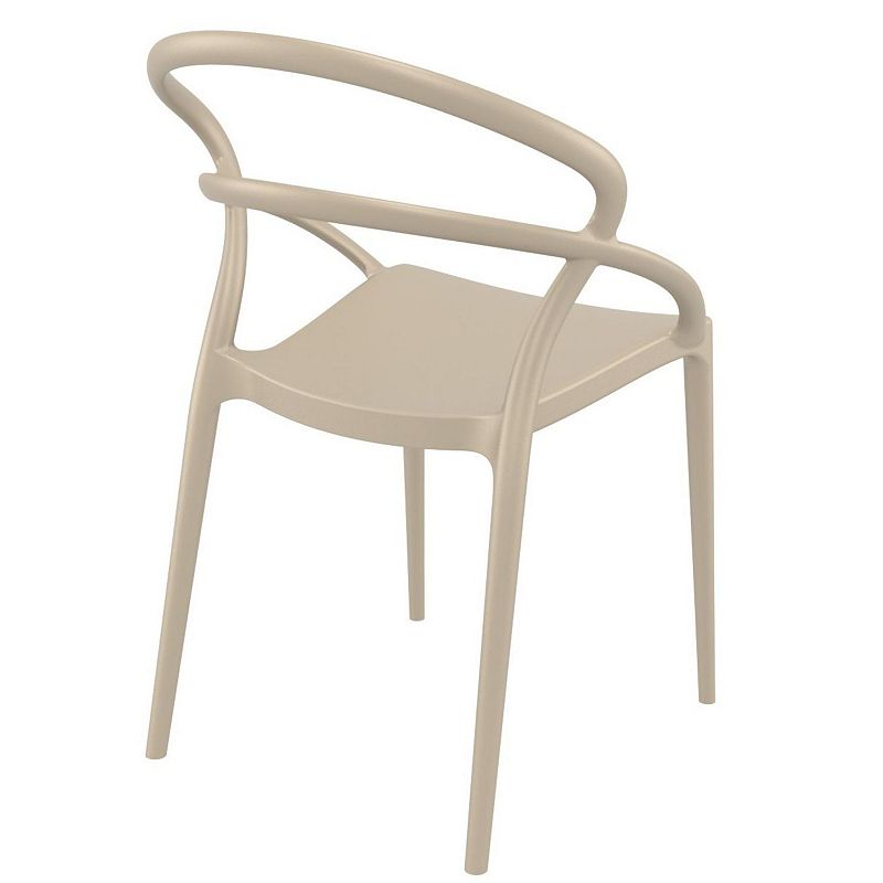 32.25 Taupe Outdoor Patio Round Dining Chair