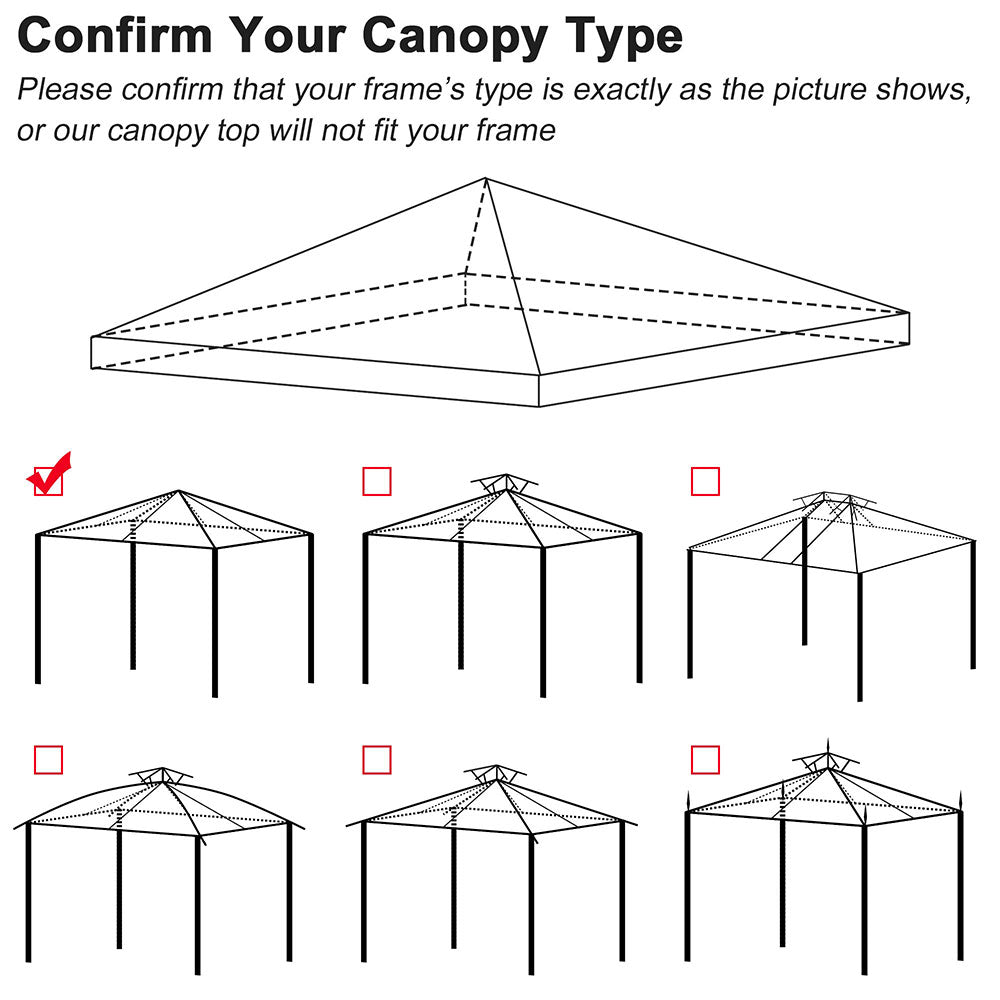 Yescom 1 Tier 10'x10' Replacement Gazebo Canopy Top Patio Garden Cover