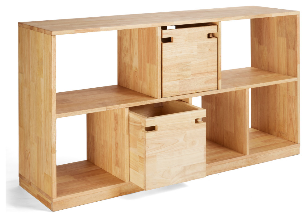 Zuma Para Open Low Bookcase  Sustainable Solid Wood Shelving   Transitional   Bookcases   by Plush Pod Decor  Houzz