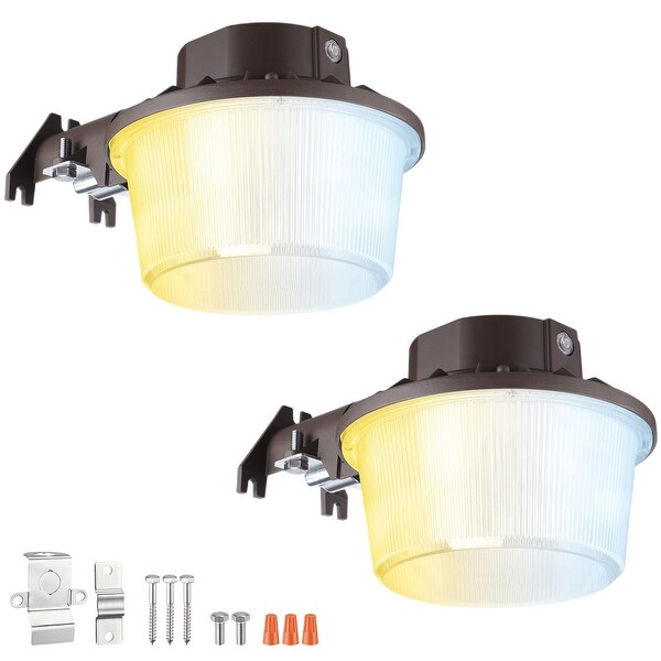 3CCT LED Barn Light， 50W Dusk to Dawn Area Lights， 3K/4K/5K， Bronze - 2PACK