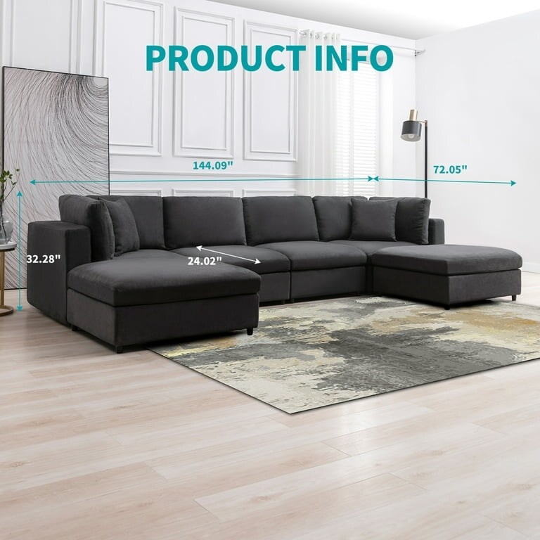 Mixoy Modern Convertible Sectional Sofa L/U Shaped Corner Sleeper Sofa Couch Modular Sectional Couches