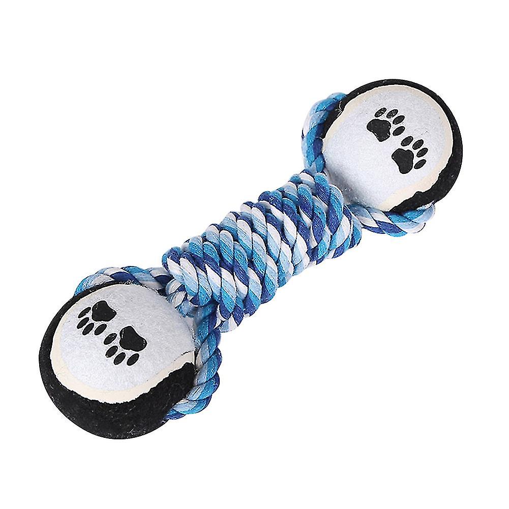 Long Lasting Dumb Bell Double Tennis Puppy Dog Chew Training Tool Cotton Rope Woven Toy