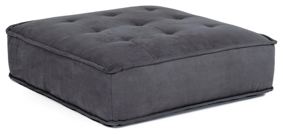 Kate Waterproof Dark Gray Fabric Ottoman   Contemporary   Footstools And Ottomans   by Virgil Stanis Design  Houzz