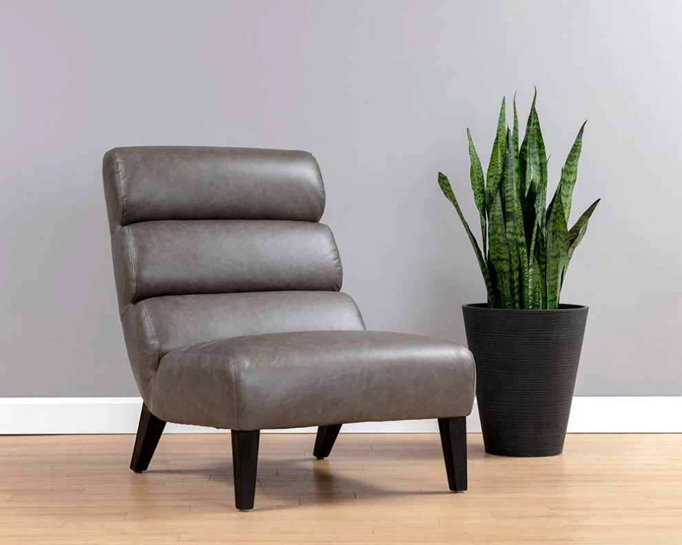 Isano Lounge Chair  Marseille Concrete Leather   Transitional   Armchairs And Accent Chairs   by Peachtree Fine Furniture  Houzz