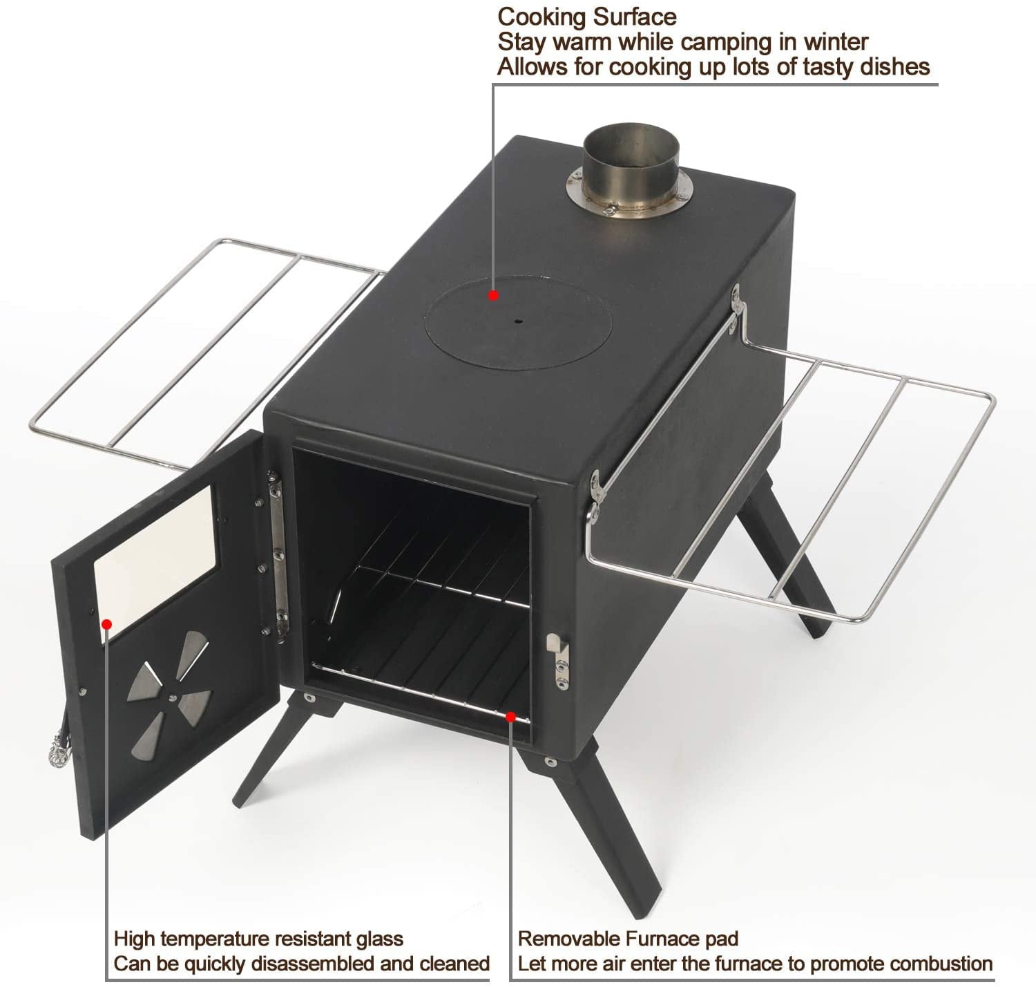 LAZZO Portable Tent Wood Stove with Pipe